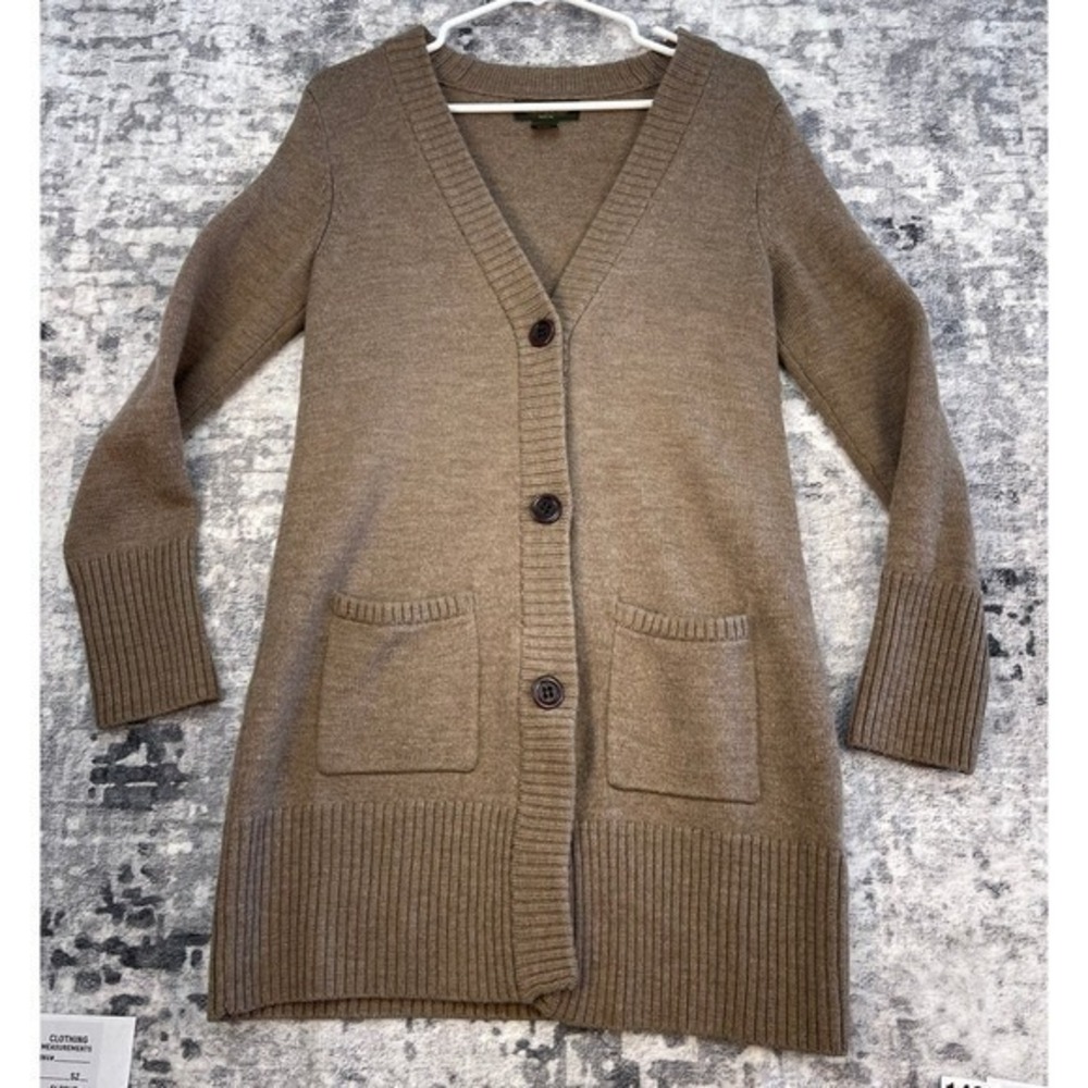 Eddie Bauer Womens Merino Wool Cardigan Sweater Button Front Long Sleeve Brown M